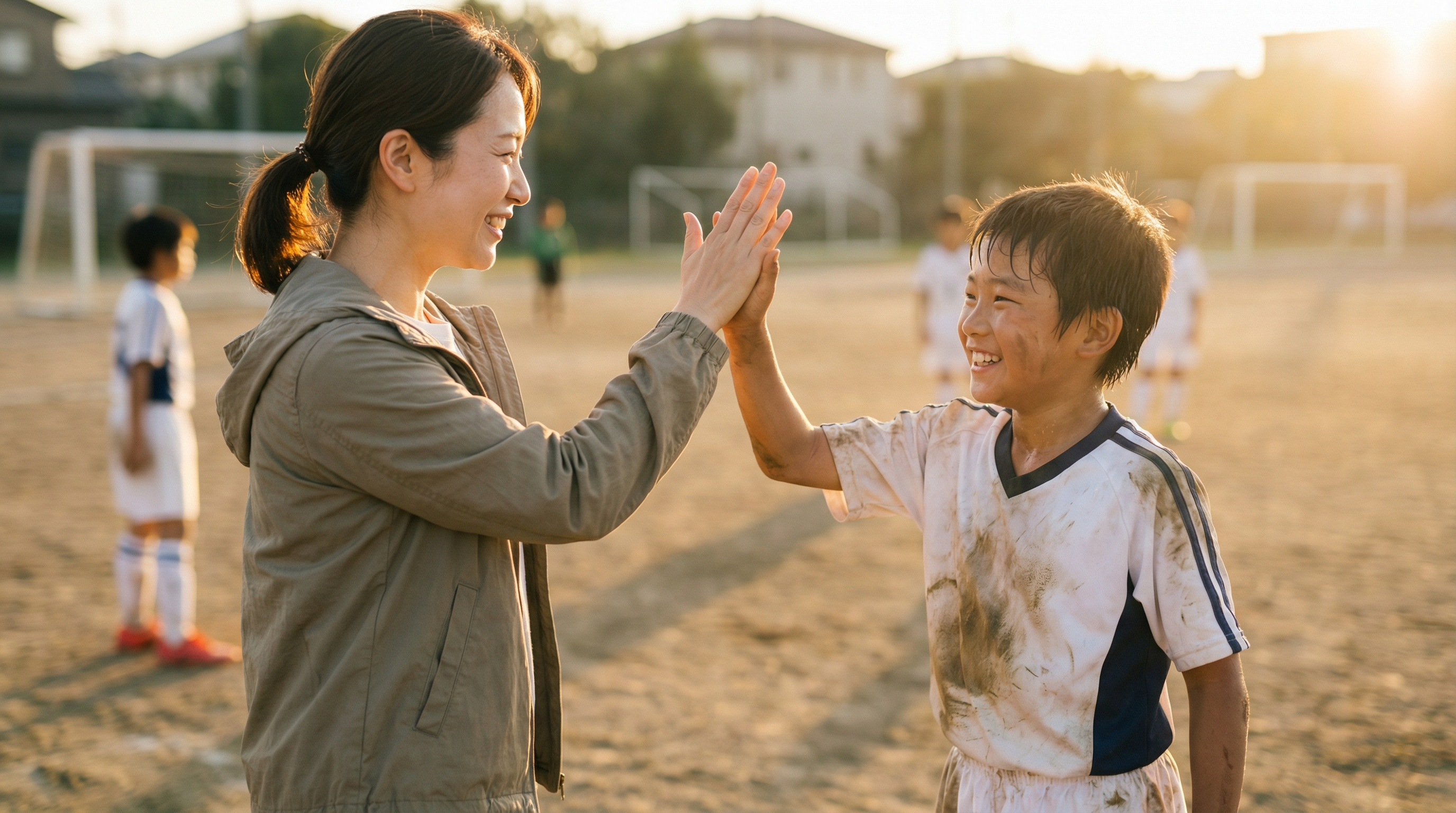 Happy parent and child