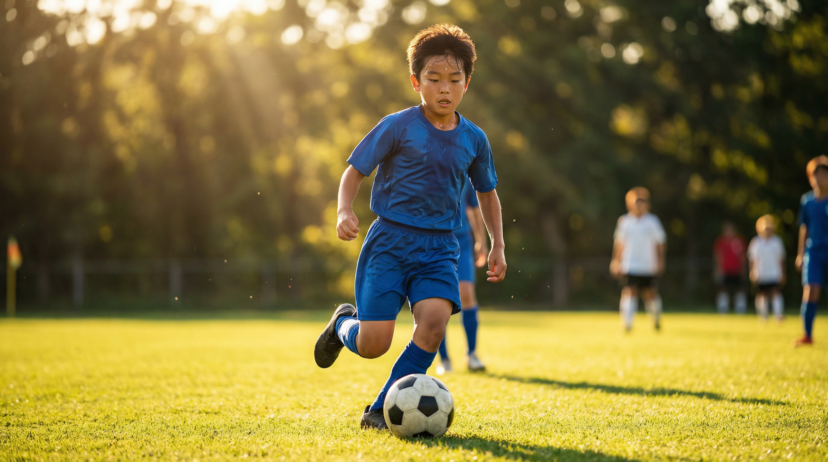 Soccer boy dribbling